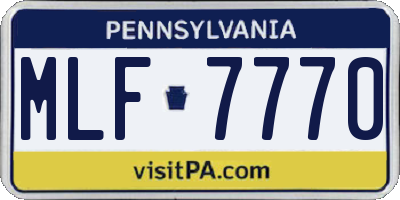 PA license plate MLF7770