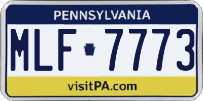 PA license plate MLF7773