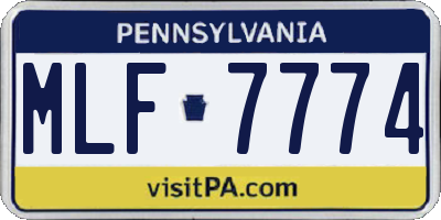 PA license plate MLF7774