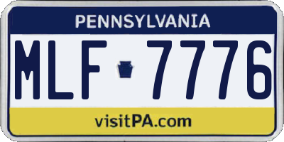 PA license plate MLF7776