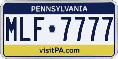 PA license plate MLF7777