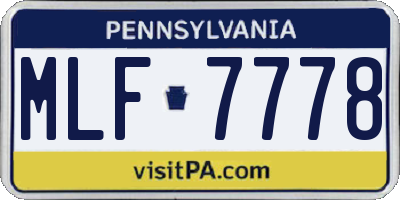 PA license plate MLF7778