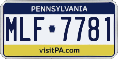 PA license plate MLF7781