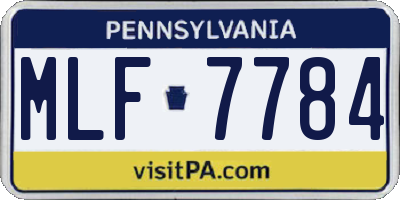 PA license plate MLF7784