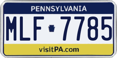 PA license plate MLF7785