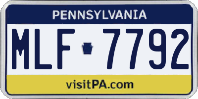 PA license plate MLF7792