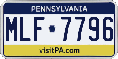 PA license plate MLF7796