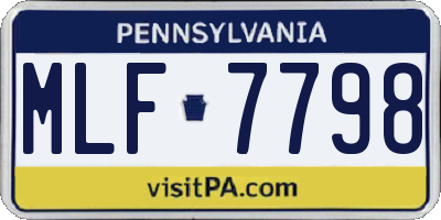 PA license plate MLF7798