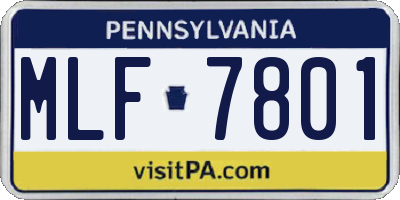 PA license plate MLF7801