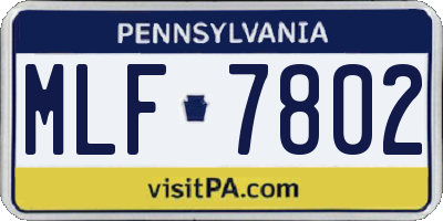 PA license plate MLF7802