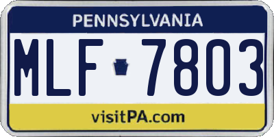 PA license plate MLF7803