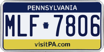 PA license plate MLF7806