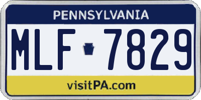 PA license plate MLF7829