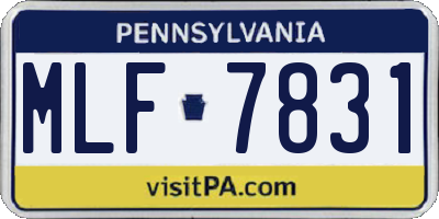 PA license plate MLF7831