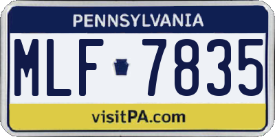 PA license plate MLF7835