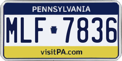 PA license plate MLF7836