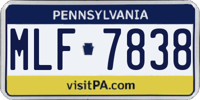 PA license plate MLF7838