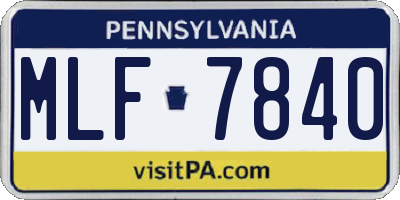 PA license plate MLF7840