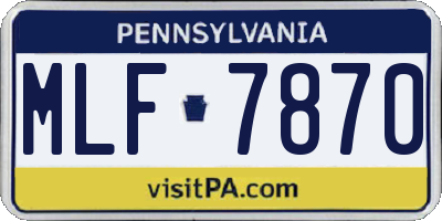 PA license plate MLF7870