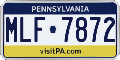 PA license plate MLF7872