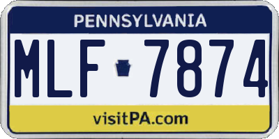 PA license plate MLF7874
