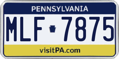 PA license plate MLF7875
