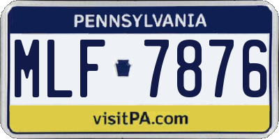 PA license plate MLF7876