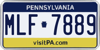 PA license plate MLF7889