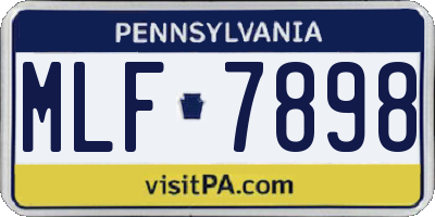 PA license plate MLF7898