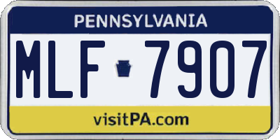 PA license plate MLF7907