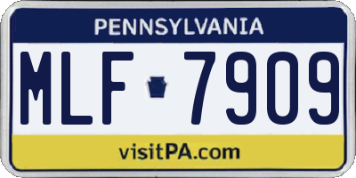 PA license plate MLF7909