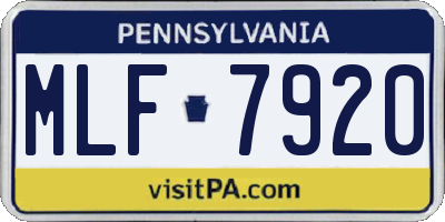 PA license plate MLF7920