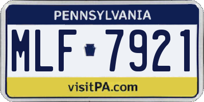 PA license plate MLF7921
