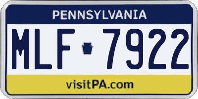 PA license plate MLF7922