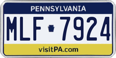 PA license plate MLF7924