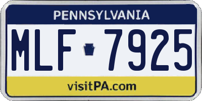 PA license plate MLF7925