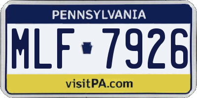 PA license plate MLF7926