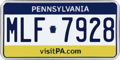 PA license plate MLF7928
