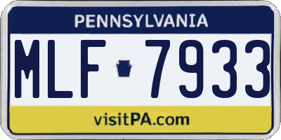PA license plate MLF7933