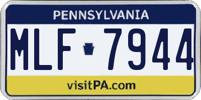 PA license plate MLF7944