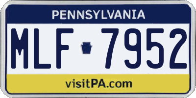 PA license plate MLF7952