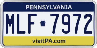 PA license plate MLF7972