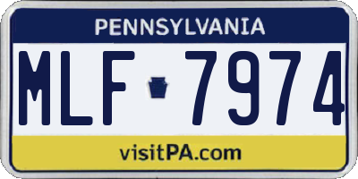 PA license plate MLF7974