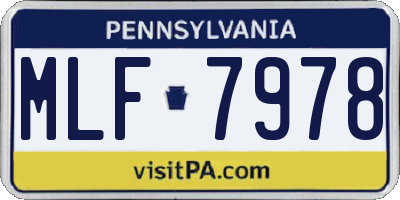 PA license plate MLF7978