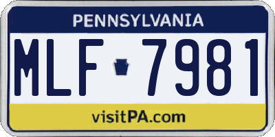 PA license plate MLF7981