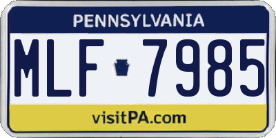 PA license plate MLF7985