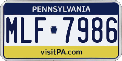 PA license plate MLF7986