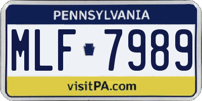 PA license plate MLF7989