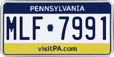 PA license plate MLF7991