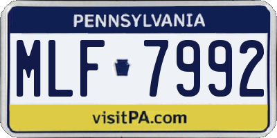 PA license plate MLF7992